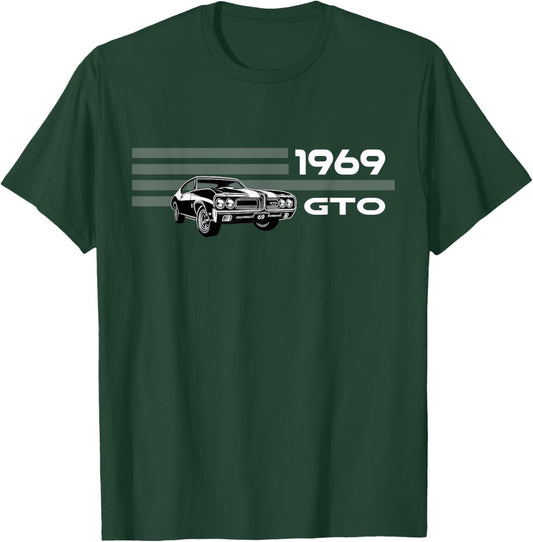 Vintage 1969 GTO, Classic Cars, American Muscle CAR Art T-Shirt - T-Shirt | Forest
