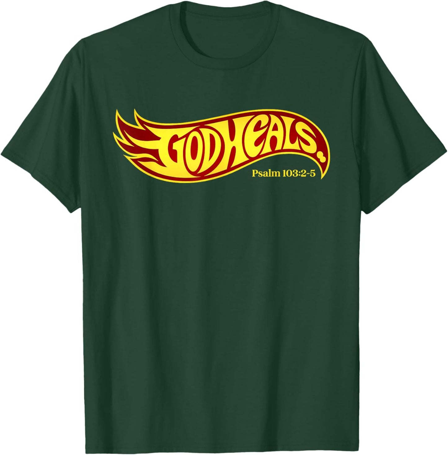 God Heals Faith Message Vintage Swoosh Psalm 103 2 5 Retro T-Shirt - T-Shirt | Forest