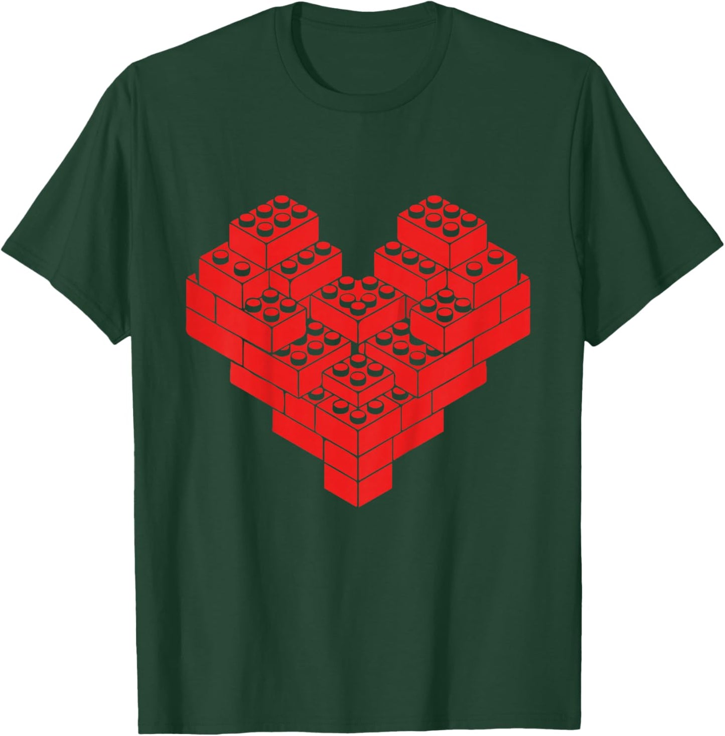 Kids Building Blocks Bricks Valentine Day Heart Boys Kid Toddler T-Shirt - T-Shirt | Forest