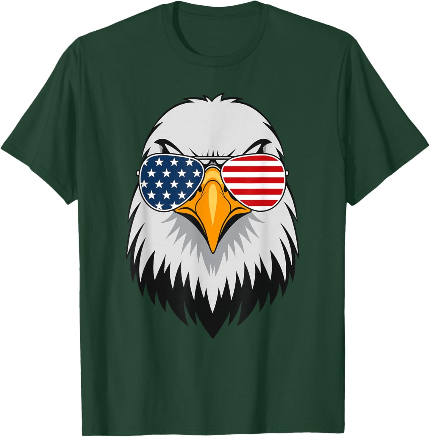 Eagle Animal Graphic with USA Sunglasses T-Shirt - T-Shirt | Forest