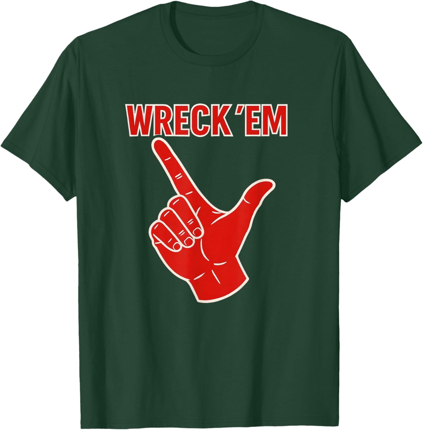 Wreck em Hand Sign Texas Fan Pride Apparel Women T-Shirt - T-Shirt | Forest