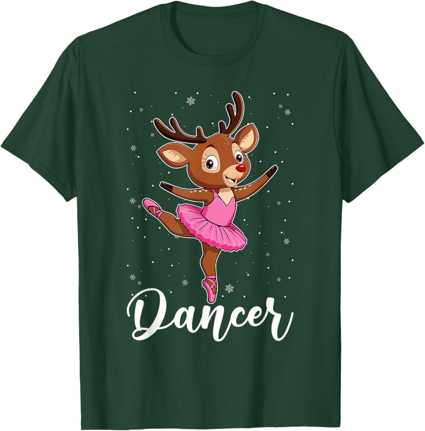 Ballet Dancer Reindeer Ballerinas Christmas PJS Women Girls T-Shirt - T-Shirt | Forest