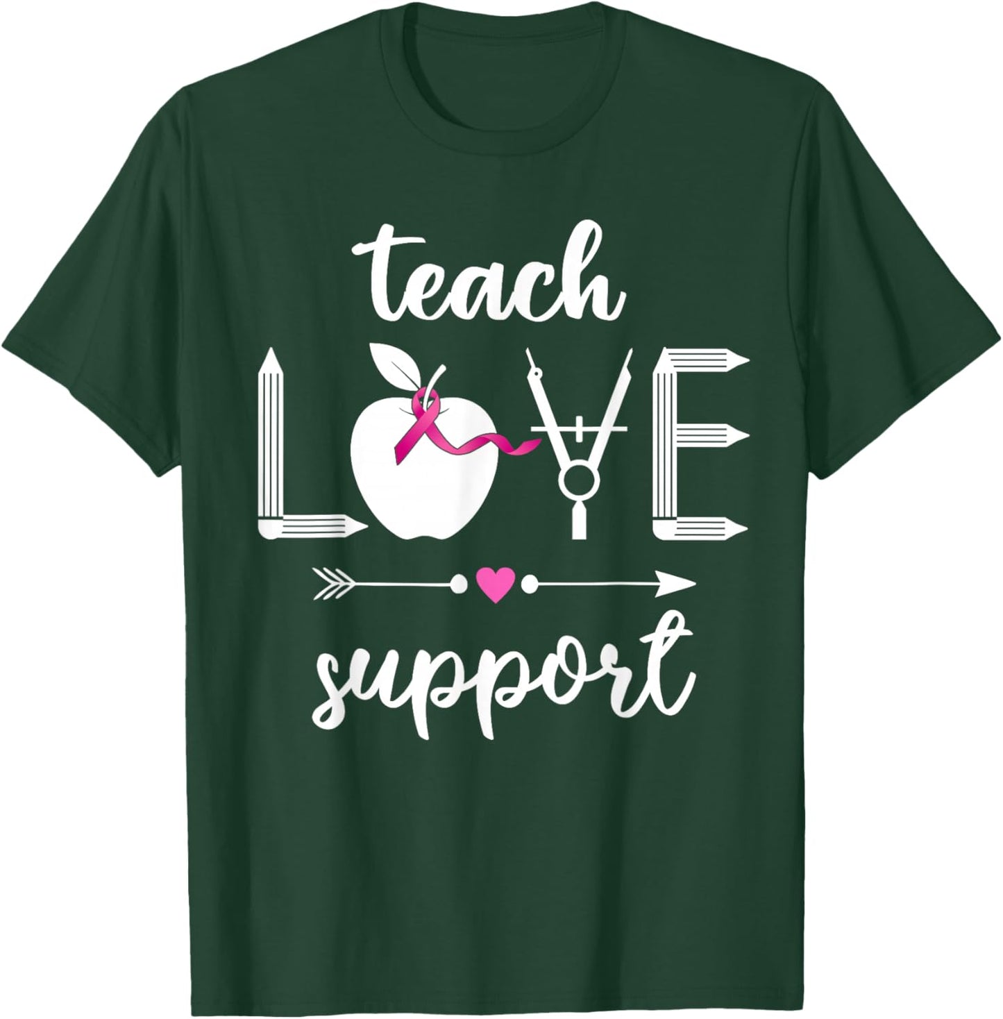 Math Teacher Breast Cancer Awareness Men Women T-Shirt - T-Shirt | Forest