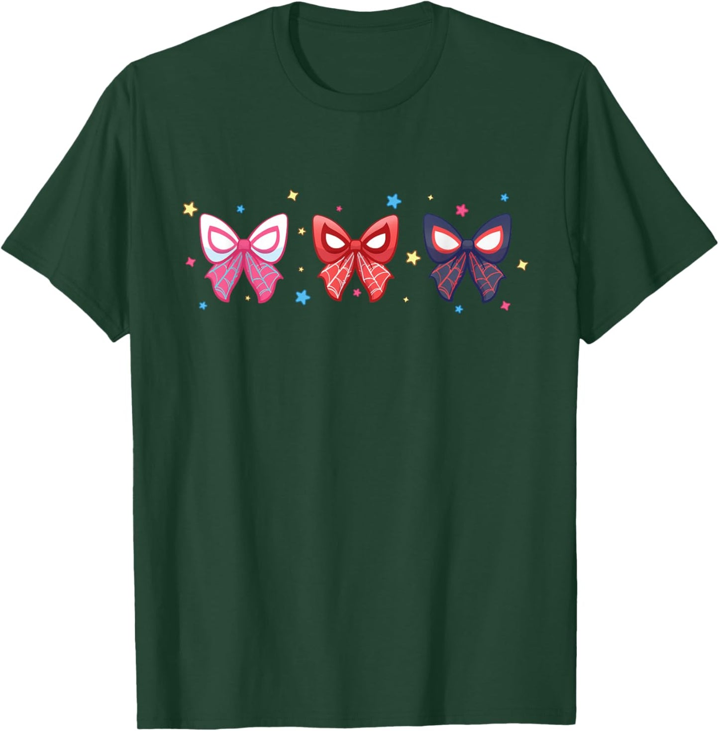 Marvel Spider-Man and Ghost-Spider Trio Cute Coquette Bows T-Shirt - T-Shirt | Forest