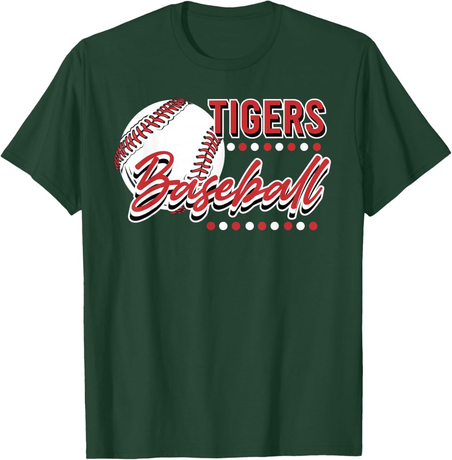 Tigers Baseball Mom Game Day School Spirit Red Tiger Pride T-Shirt - T-Shirt | Forest