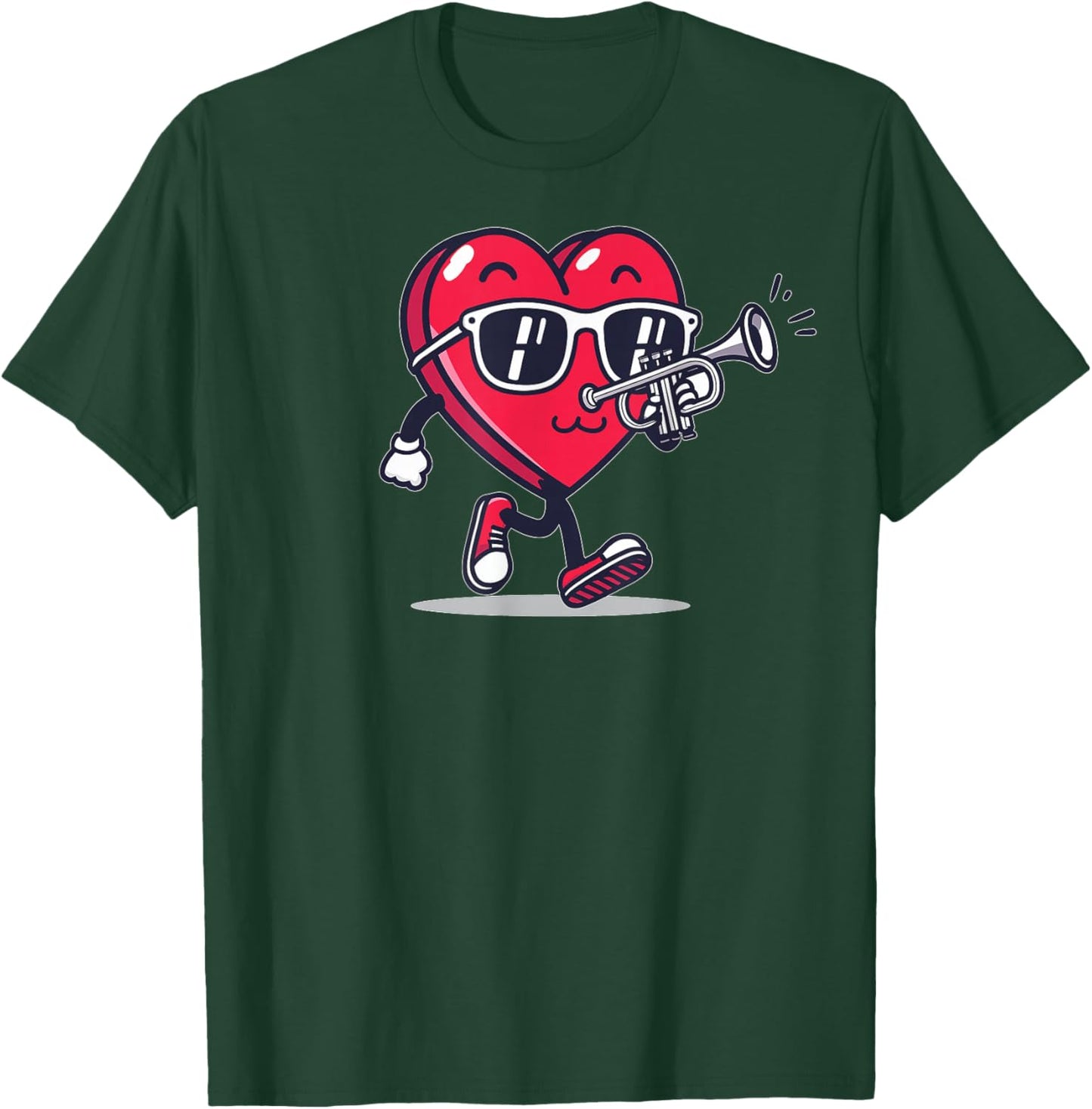 Trumpet Heart Player Trumpetist Valentine's Day Sunglasses T-Shirt - T-Shirt | Forest