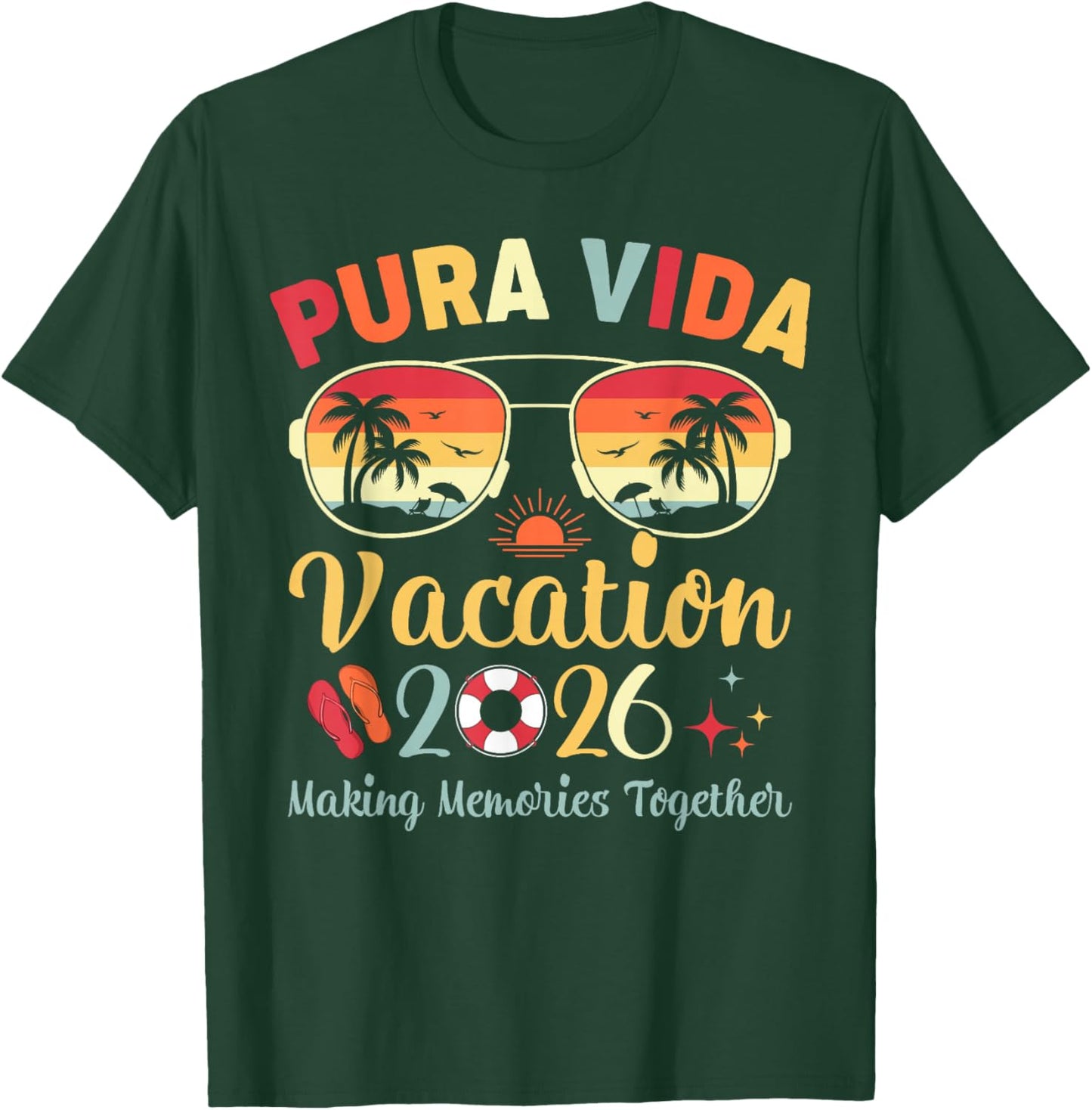 Pura Vida Beach Vacation 2026 Family Trip Summer Vibes T-Shirt - T-Shirt | Forest