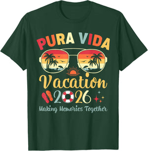 Pura Vida Beach Vacation 2026 Family Trip Summer Vibes T-Shirt - T-Shirt | Forest