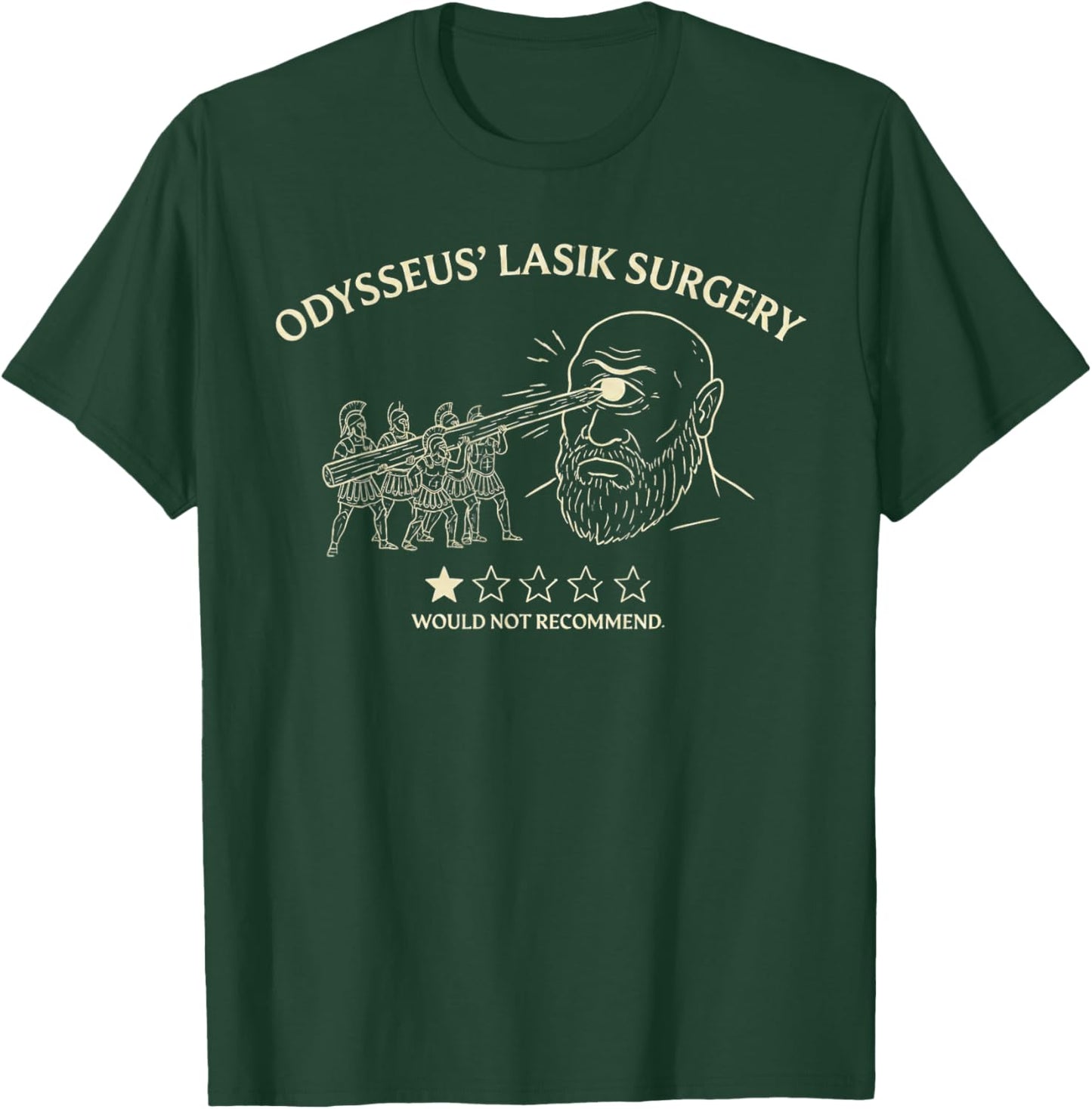 Funny Odysseus Lasik Surgery | Greek Mythology Cyclops Meme T-Shirt - T-Shirt | Forest