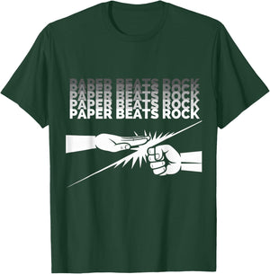 Funny Paper Beats Rock Saying Humor Retro Gaming Style T-Shirt - T-Shirt | Forest