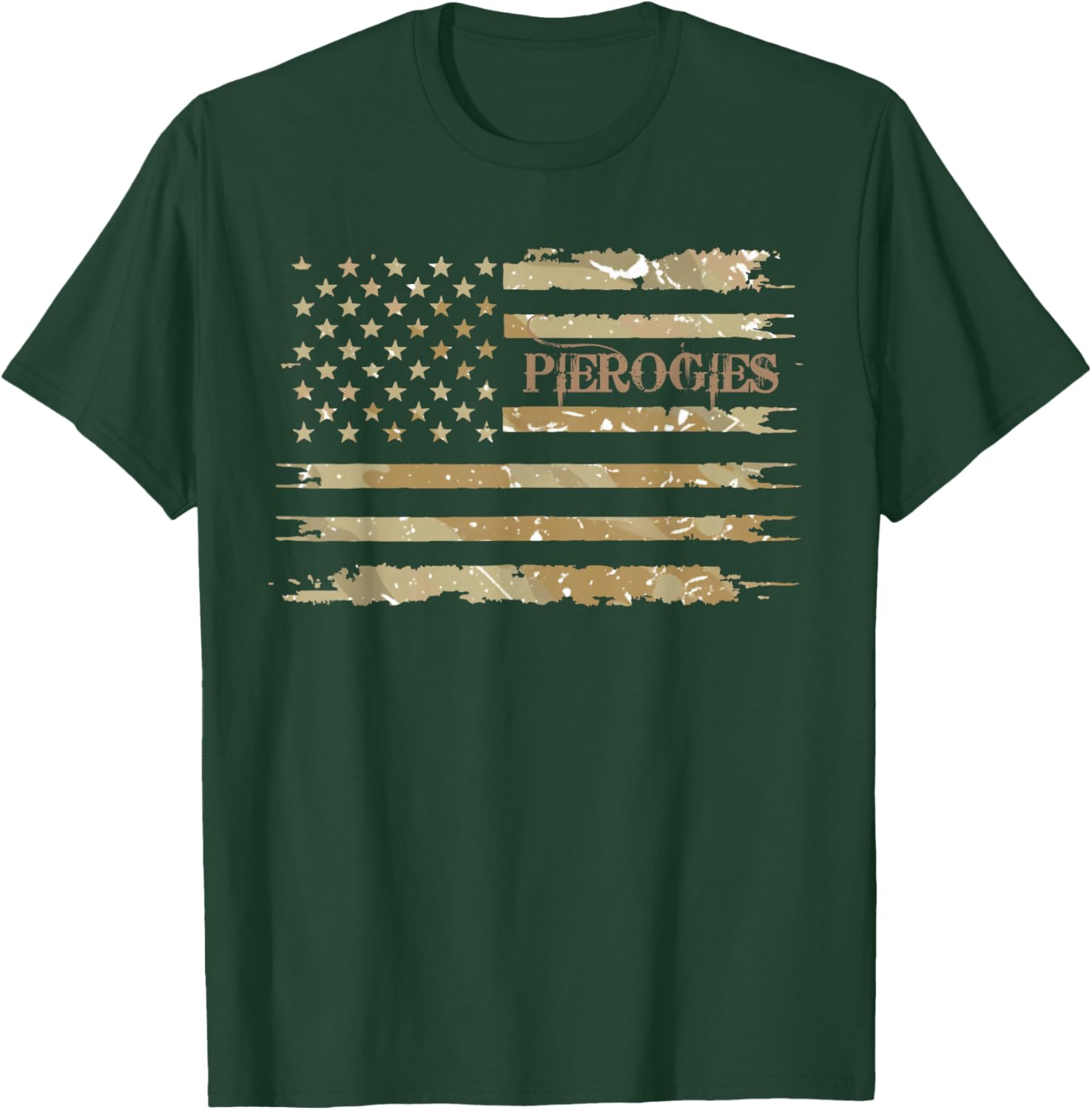 Pierogies Dumpling Polish Food Desert Camo Distressed T-Shirt - T-Shirt | Forest