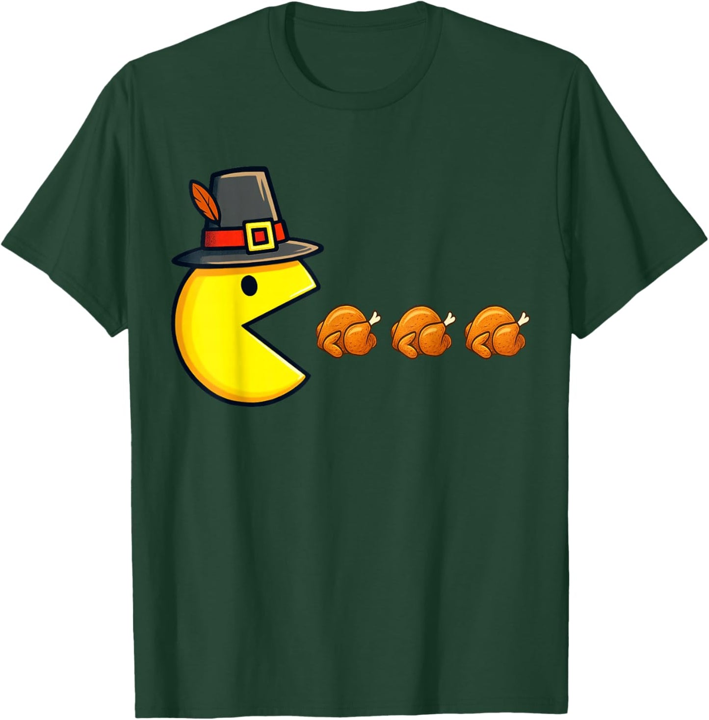 Thanksgiving Video Game Eating Turkey Gamer Men Women Kids T-Shirt - T-Shirt | Forest