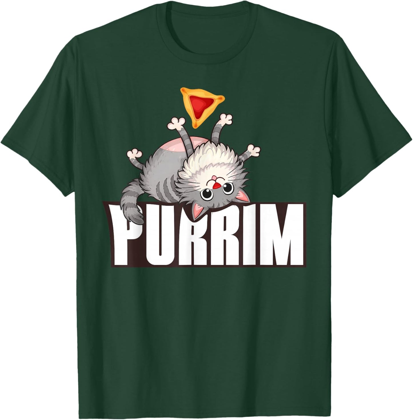 Funny Purrim Cat & Hamantash Jewish Holidays Happy Purim T-Shirt - T-Shirt | Forest