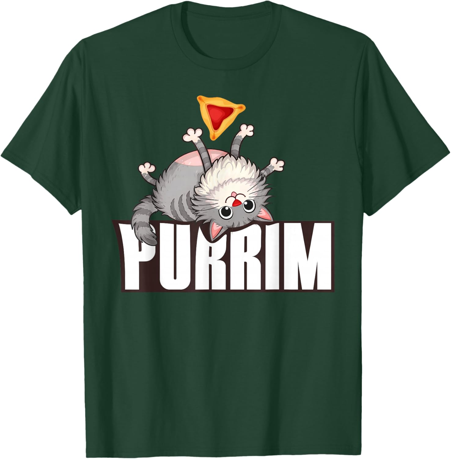 Funny Purrim Cat & Hamantash Jewish Holidays Happy Purim T-Shirt - T-Shirt | Forest