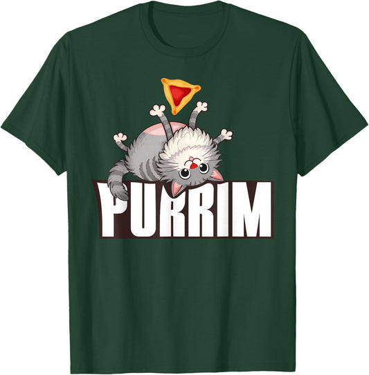 Funny Purrim Cat & Hamantash Jewish Holidays Happy Purim T-Shirt - T-Shirt | Forest