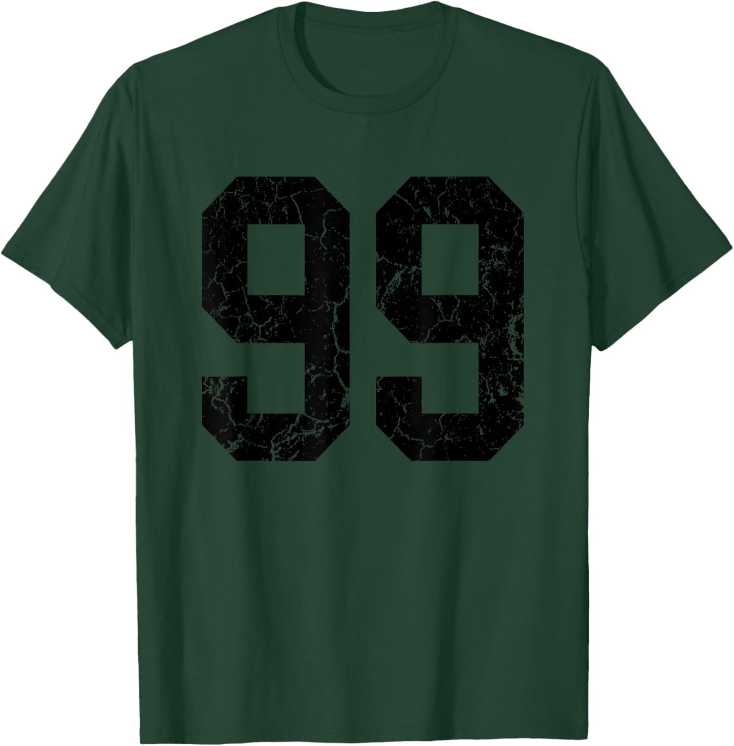 Distressed Black Number 99 Jersey Player Uniform #99 Fan T-Shirt - T-Shirt | Forest