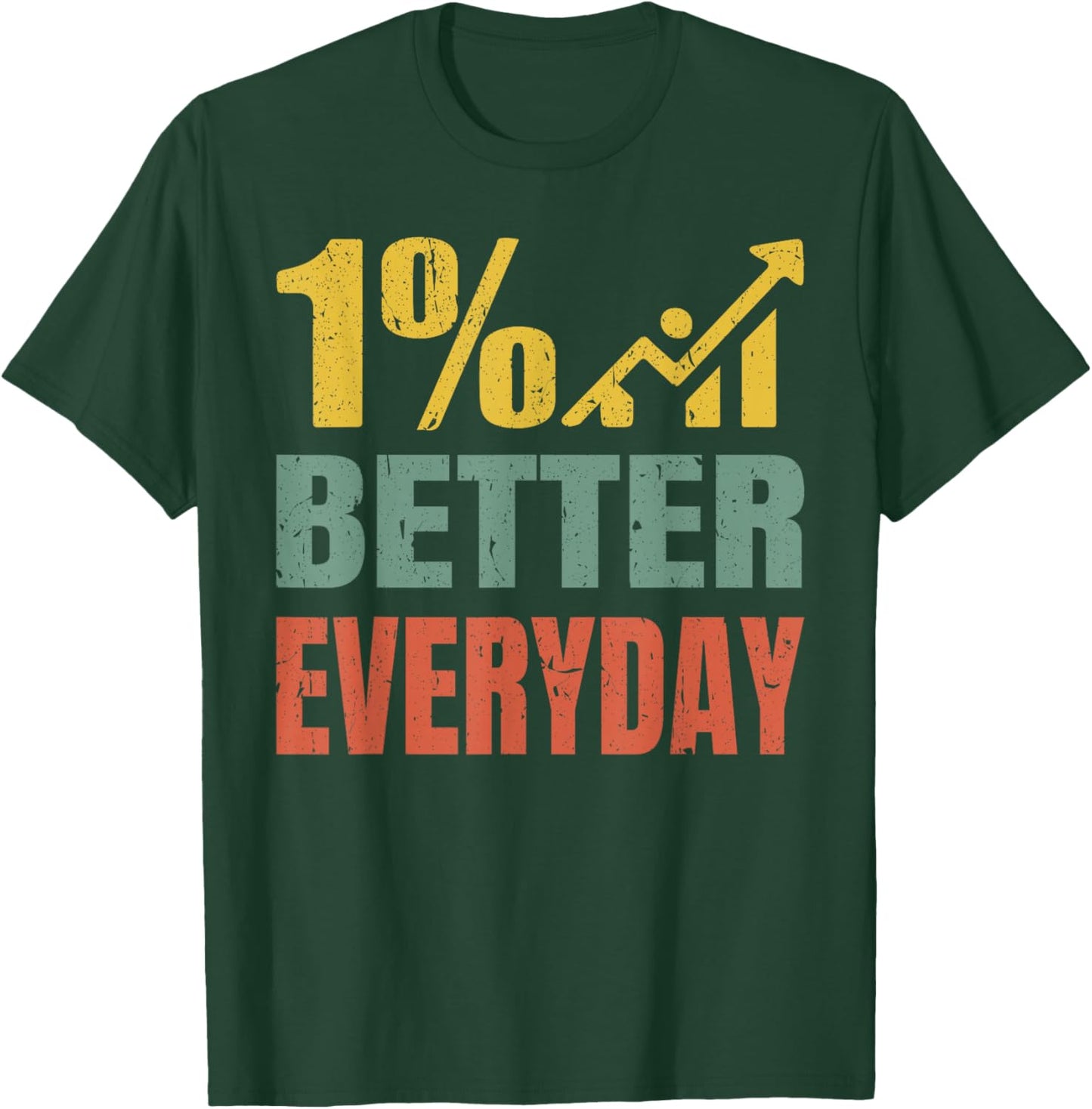 Motivational Quote One Percent 1% Better Everyday Men Women T-Shirt - T-Shirt | Forest