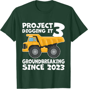 Kids Project 3 Digging it 3rd Birthday boy 3 Years Old T-Shirt - T-Shirt | Forest