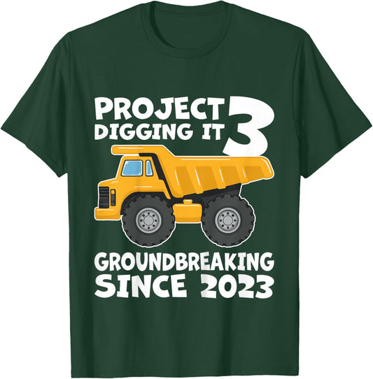 Kids Project 3 Digging it 3rd Birthday boy 3 Years Old T-Shirt - T-Shirt | Forest