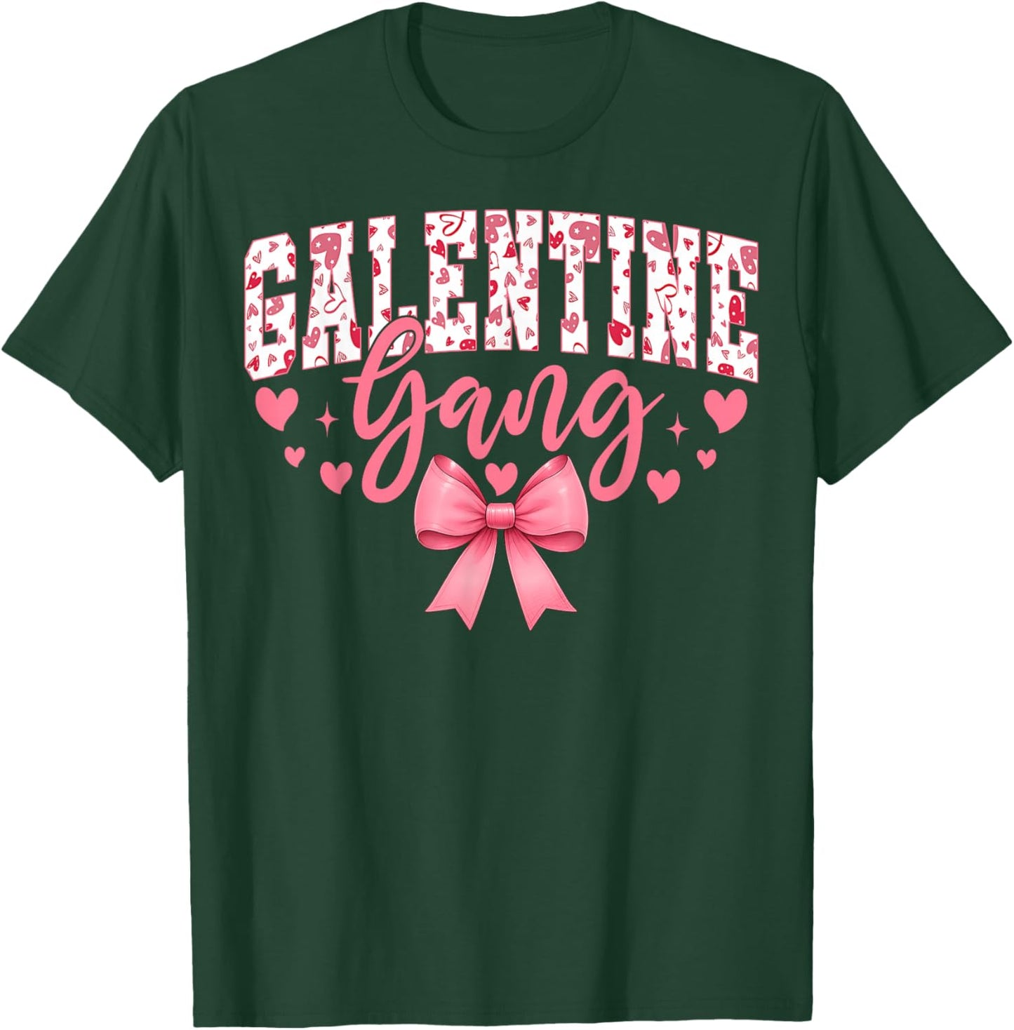 Galentine Gang Coquette Bow Cute Valentine T-Shirt - T-Shirt | Forest