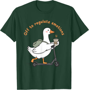 Off to Regulate Emotions Funny Mental Health Goose Meme T-Shirt - T-Shirt | Forest