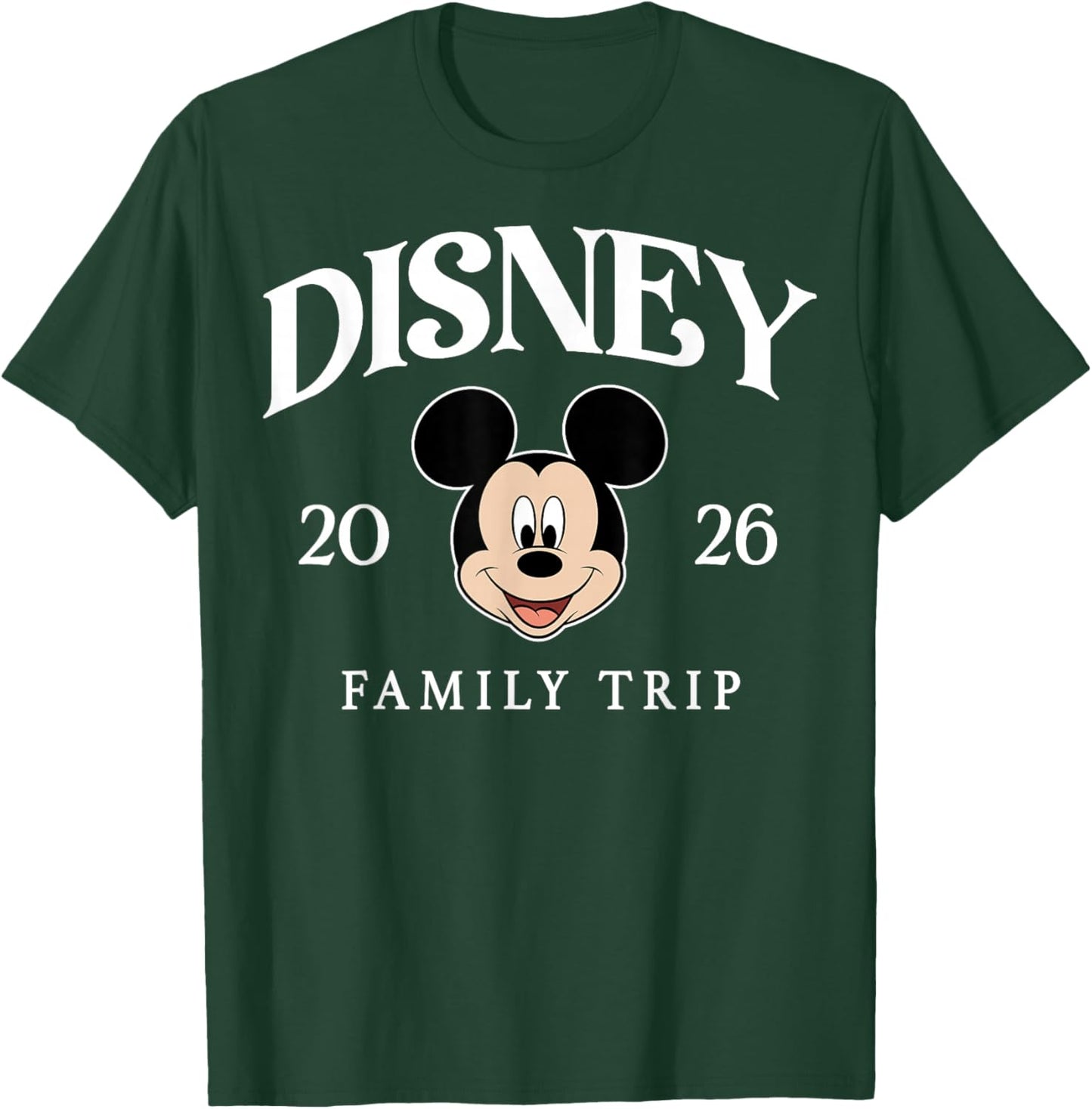 Disney Mickey and Friends Disney 2026 Family Trip Light Text T-Shirt - T-Shirt | Forest