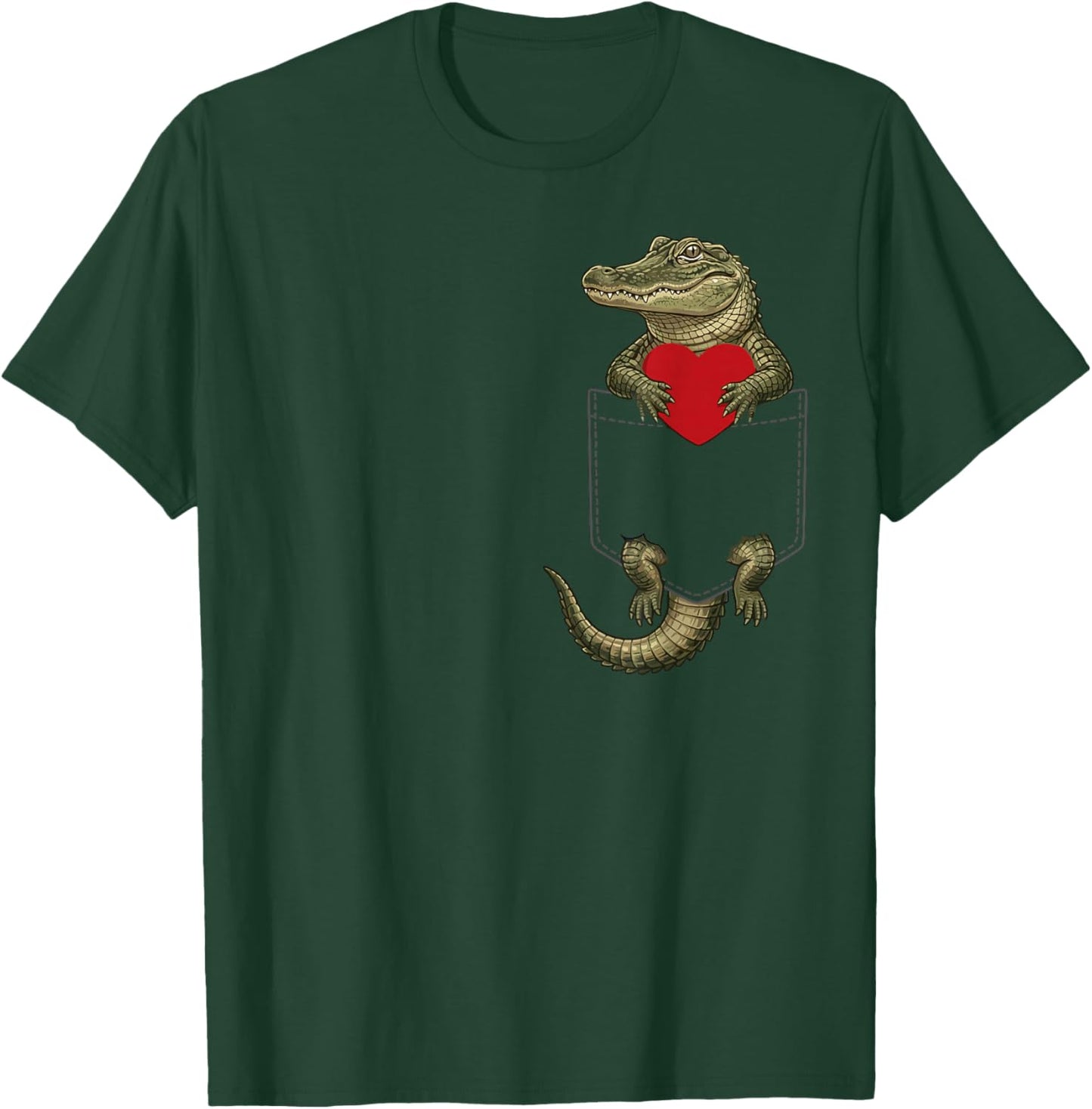Alligator in Pocket Crocodile Lover Design Valentines T-Shirt - T-Shirt | Forest