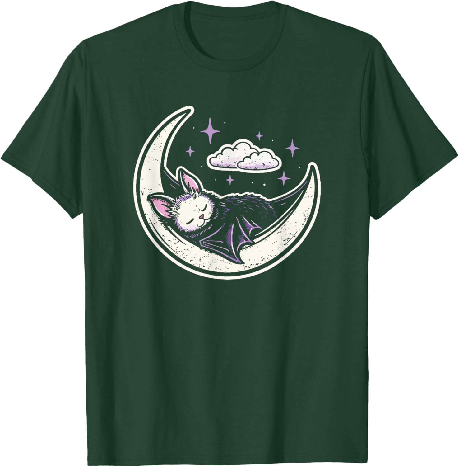 Bat Moon Creepy Cute Kawaii Pastel Goth Purple Alt Aesthetic T-Shirt - T-Shirt | Forest