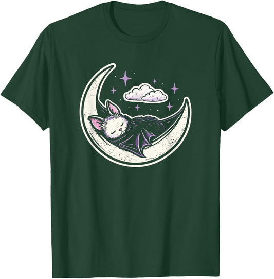 Bat Moon Creepy Cute Kawaii Pastel Goth Purple Alt Aesthetic T-Shirt - T-Shirt | Forest