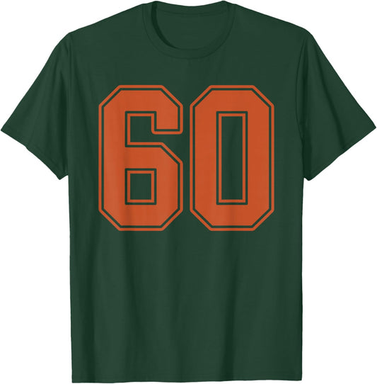 Burnt Orange Number 60 Jersey Player Uniform #60 T-Shirt - T-Shirt | Forest