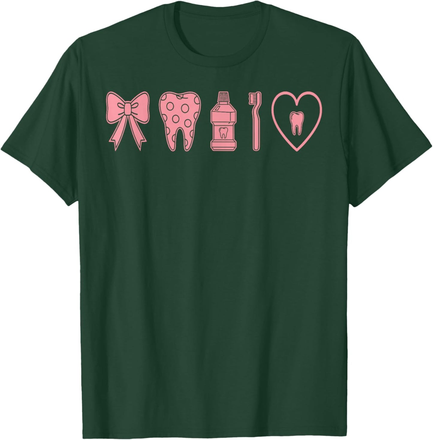 Coquette Bow Dental Hygienist Pastel Aesthetic T-Shirt - T-Shirt | Forest