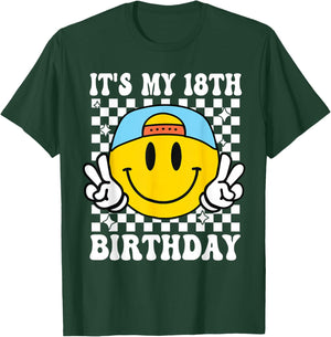 Its My 18th Birthday Smile face 18 Years Old Boys Girls T-Shirt - T-Shirt | Forest