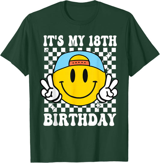Its My 18th Birthday Smile face 18 Years Old Boys Girls T-Shirt - T-Shirt | Forest