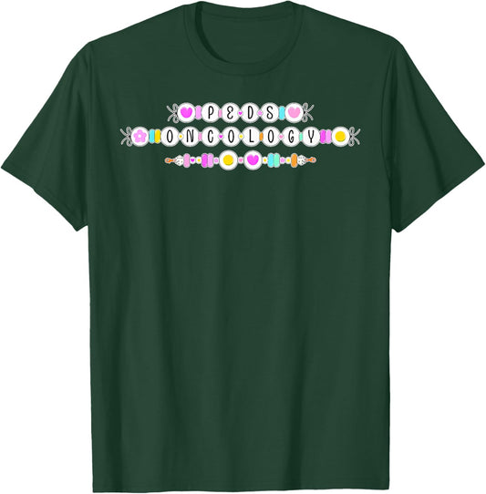 Peds Oncology Friendship Bracelet Pediatric Oncology Nurse T-Shirt - T-Shirt | Forest