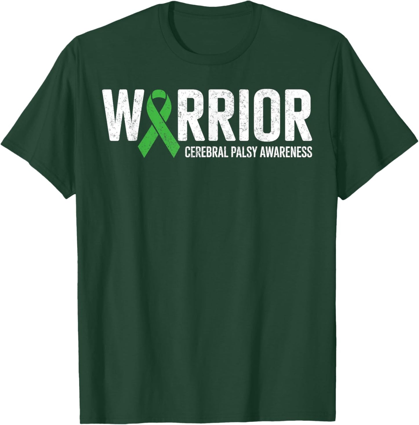 Warrior Fighter Cerebral Palsy Awareness CP Ribbon Support T-Shirt - T-Shirt | Forest