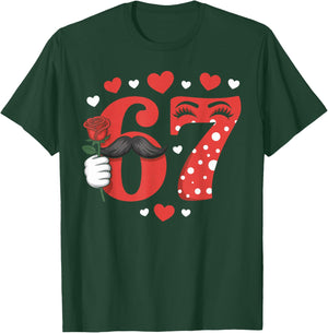 Funny 67 Valentines Day Six Seven Meme Heart Boys Girls Kids T-Shirt - T-Shirt | Forest