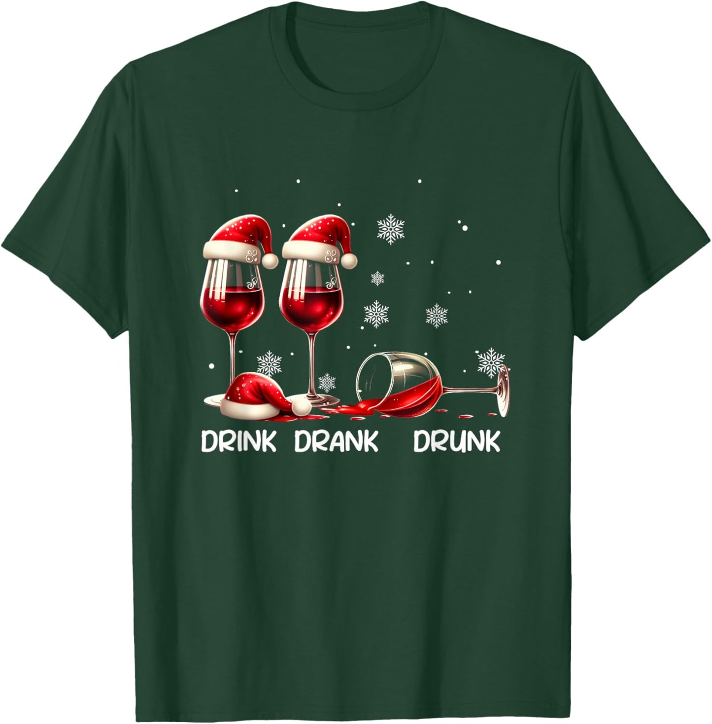 Red Santa Wine Lover Glass Drinking Drank Drunk Funny Drink T-Shirt - T-Shirt | Forest