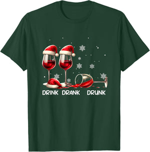Red Santa Wine Lover Glass Drinking Drank Drunk Funny Drink T-Shirt - T-Shirt | Forest