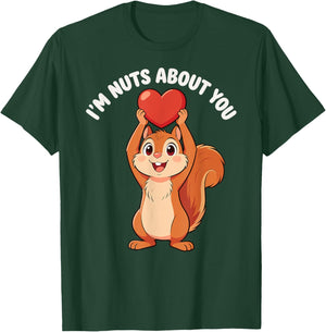 I'm Nuts About You Heart Squirrel Valentine T-Shirt - T-Shirt | Forest