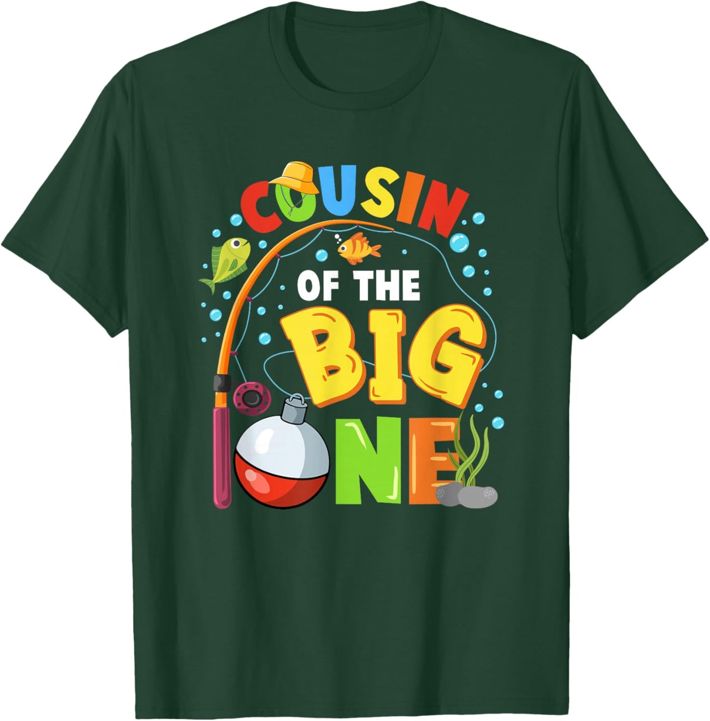Cousin of The Big One Fishing Birthday Boy Family Party T-Shirt - T-Shirt | Forest