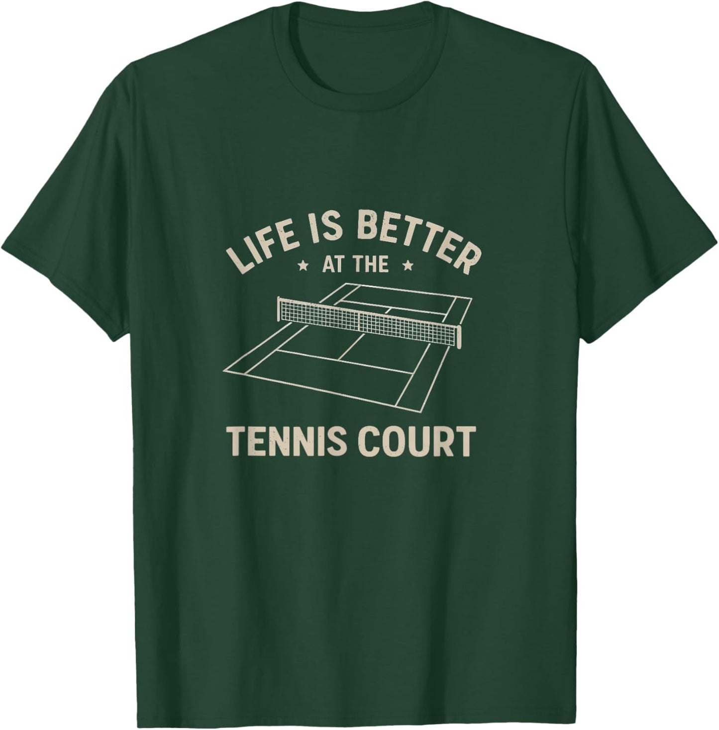Funny Tennis Court Vintage Men Women Boys Girls T-Shirt - T-Shirt | Forest