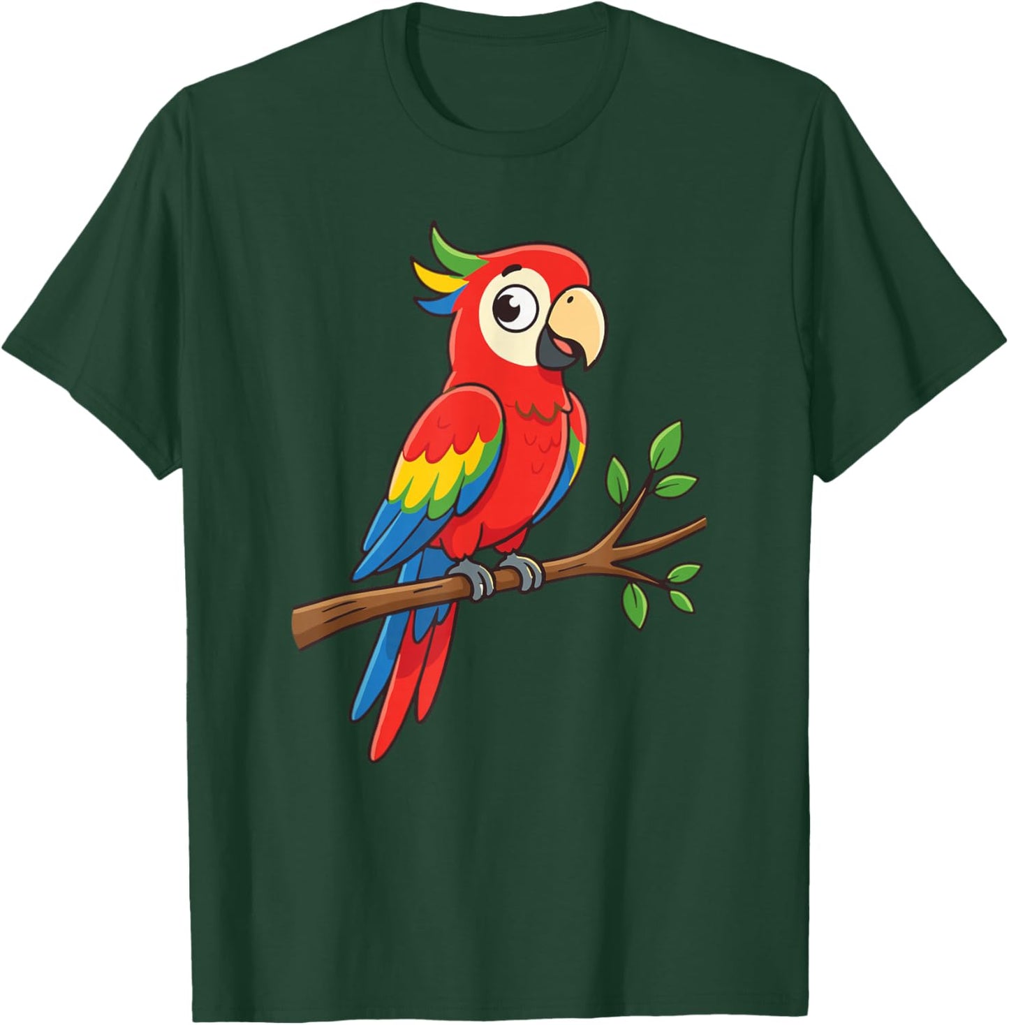 Colorful Cartoon Parrot Macaw Tropical Jungle Bird T-Shirt - T-Shirt | Forest