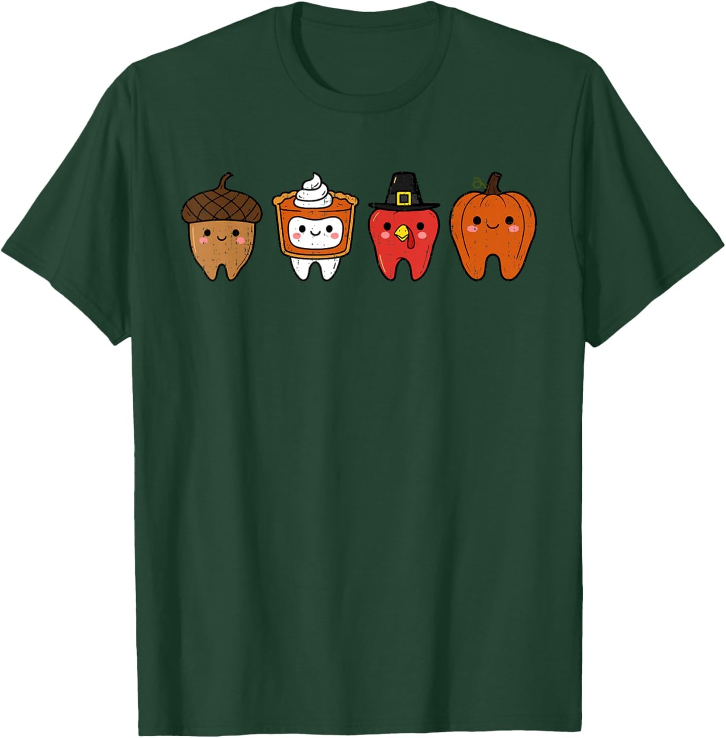 Cute Teeth Turkey Tooth Dental Squad Thanksgiving Fall T-Shirt - T-Shirt | Forest