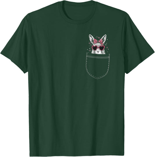 Happy Easter Cute Bunny in Shirt Pocket Rabbit Kids T-Shirt - T-Shirt | Forest