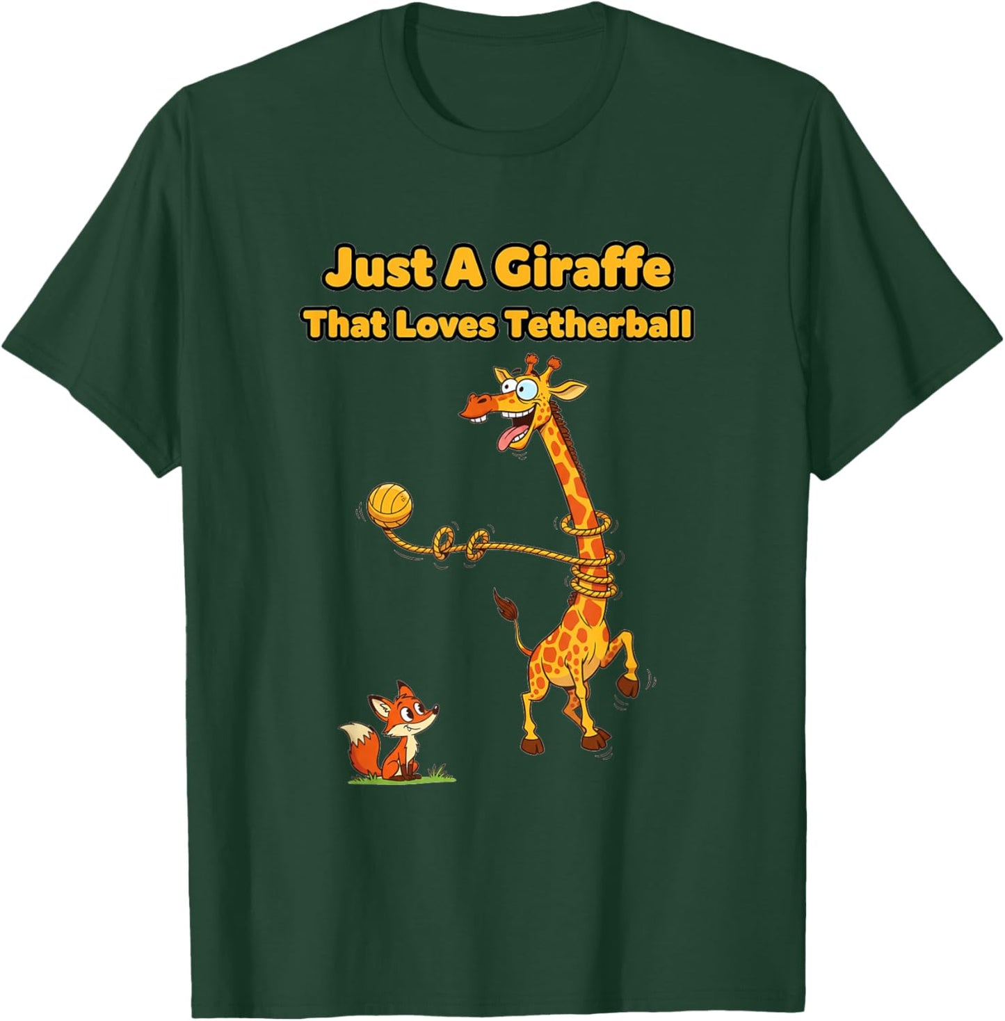 Just A Giraffe That Loves Tetherball Funny Zoo Animals T-Shirt - T-Shirt | Forest