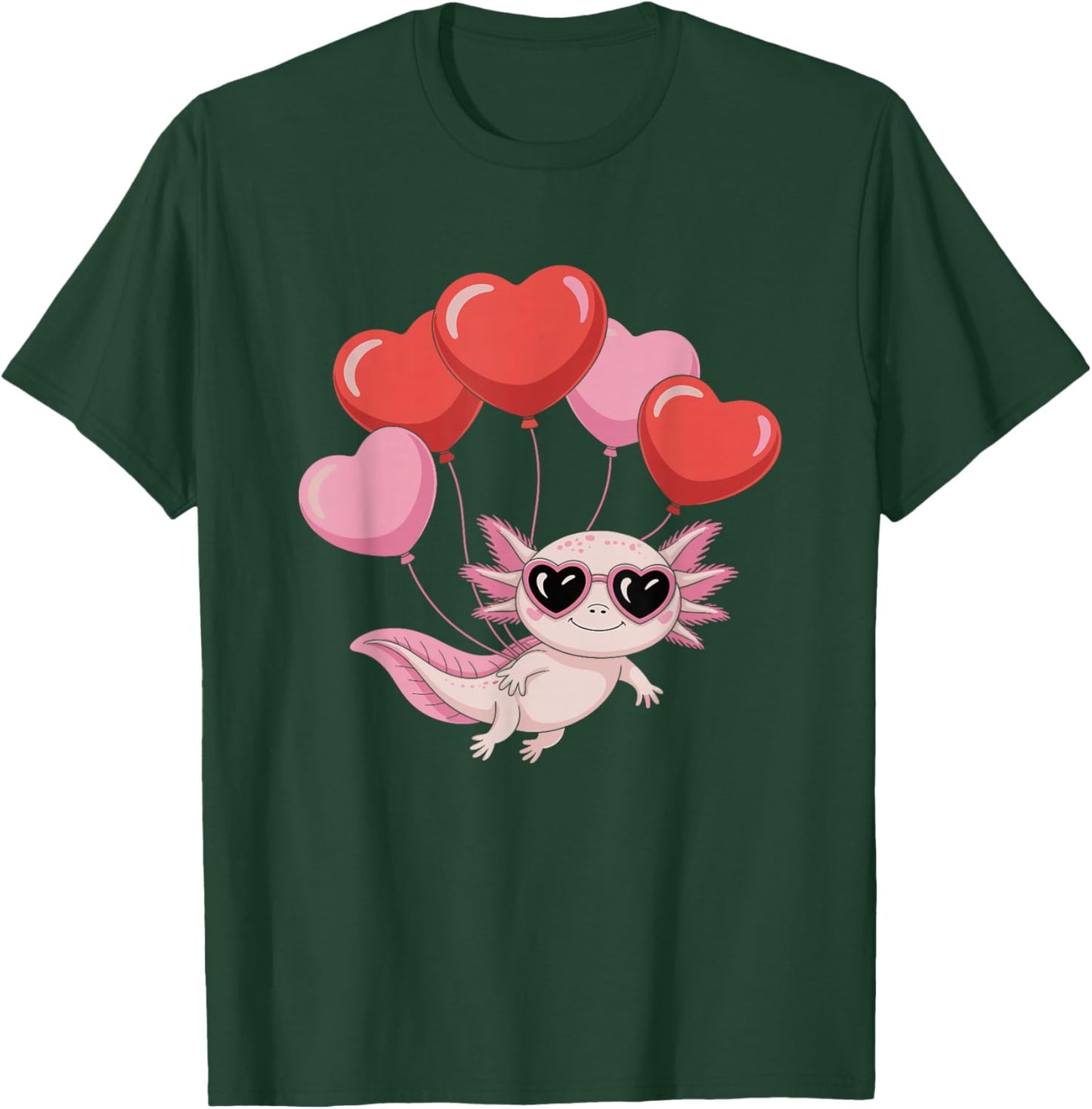Axolotl Heart Balloons Axolotl Valentines Day Girls Women T-Shirt - T-Shirt | Forest