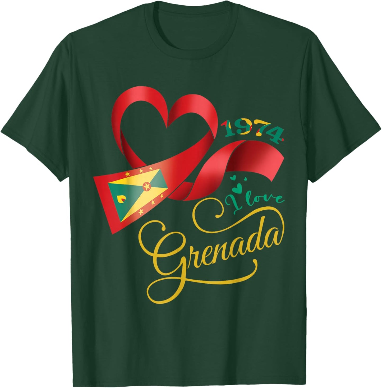 I Love 1974 Grenada Grenadian Independence Grenada Day T-Shirt - T-Shirt | Forest
