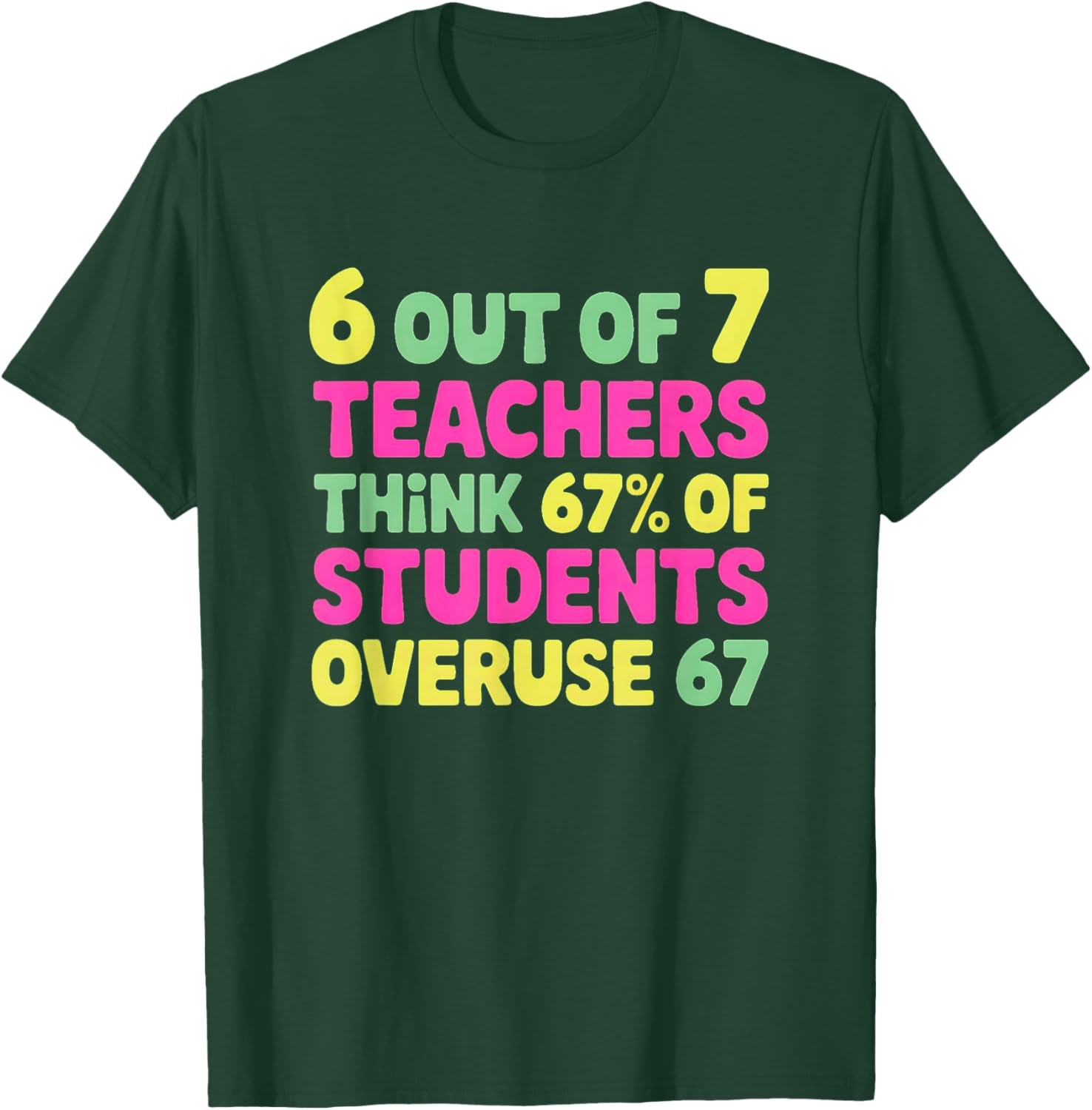 Funny 67 Teacher Shirt - Teacher 6 7 Funny Overuse 67 T-Shirt - T-Shirt | Forest