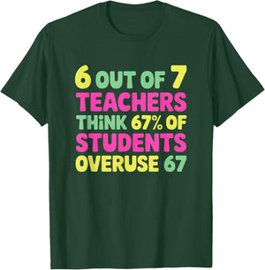 Funny 67 Teacher Shirt - Teacher 6 7 Funny Overuse 67 T-Shirt - T-Shirt | Forest