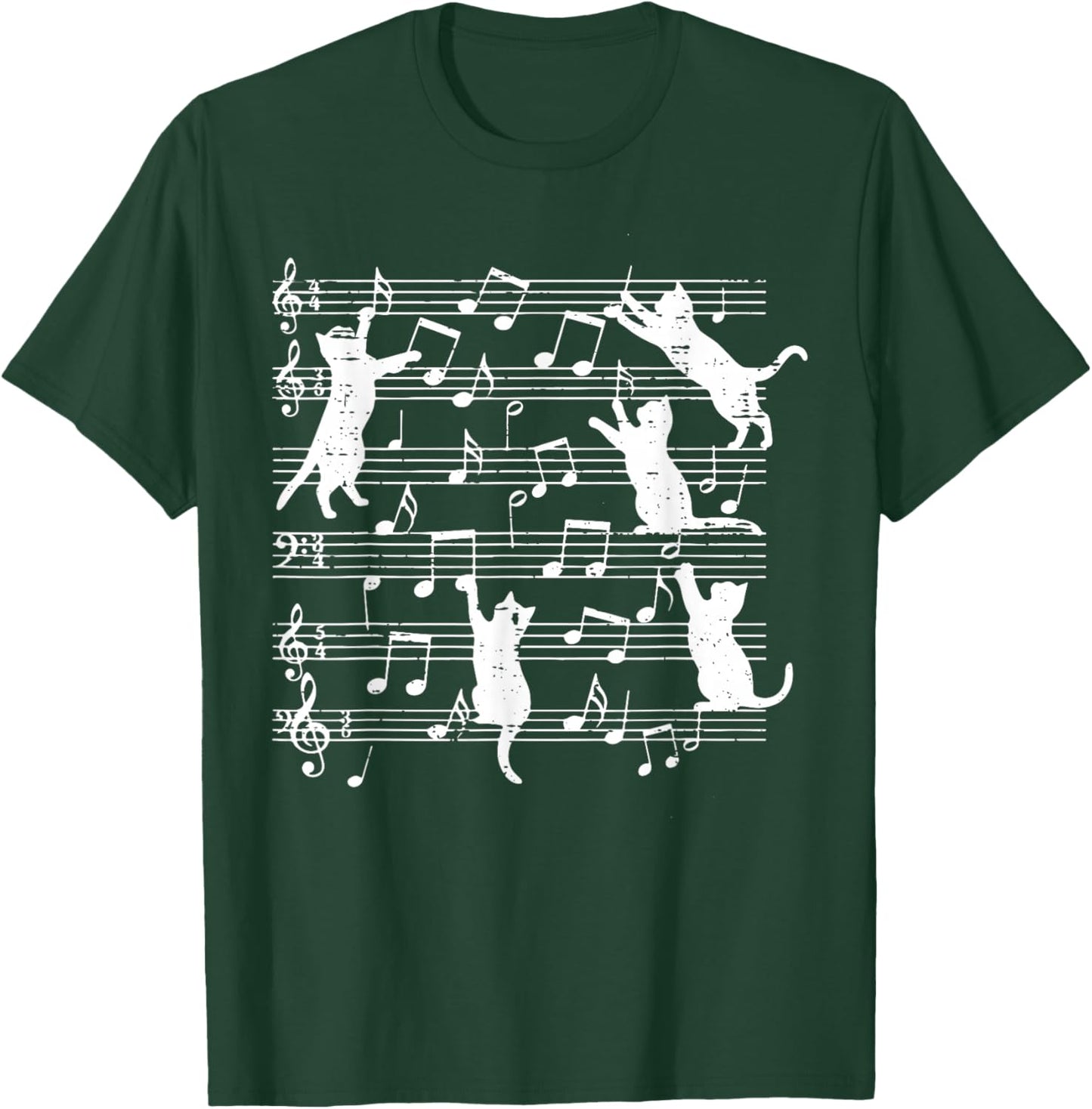 Cats Playing Music Notes Funny Kitten Musician Women Men Kid T-Shirt - T-Shirt | Forest